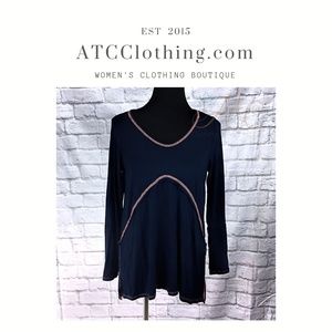 A1 Blue Tunic top with orange contrast details